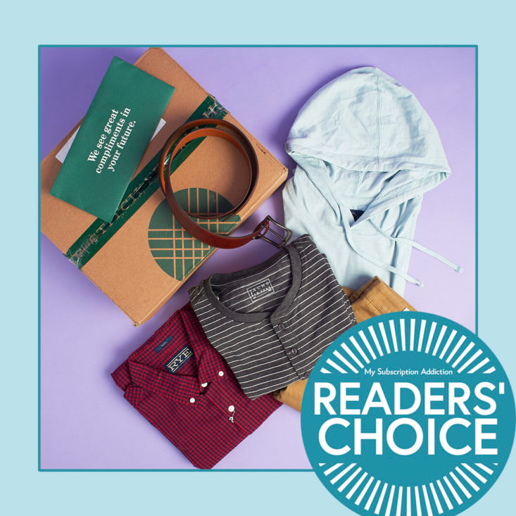 Stitch Fix example box, winner of the best clothing subscription for men category.